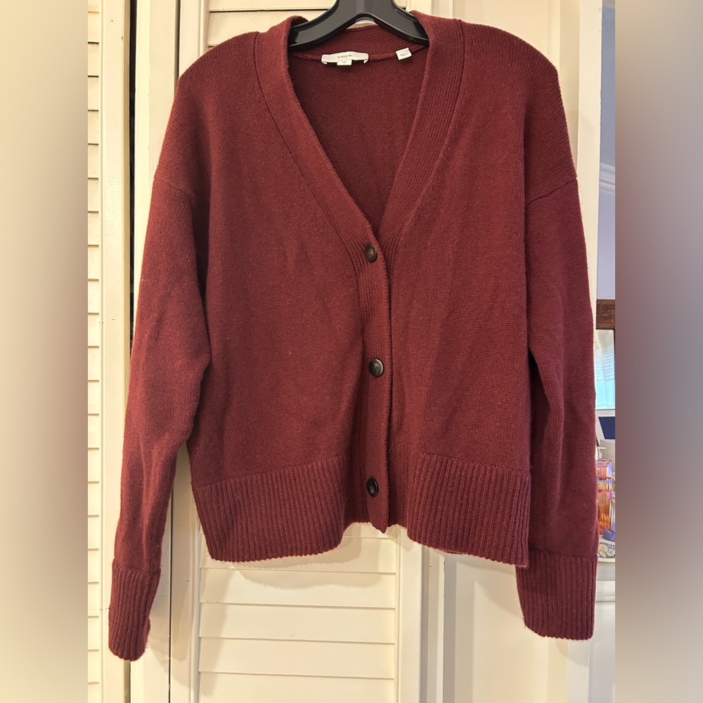 Vince Deep Red Wool Cashmere Blend Sweater